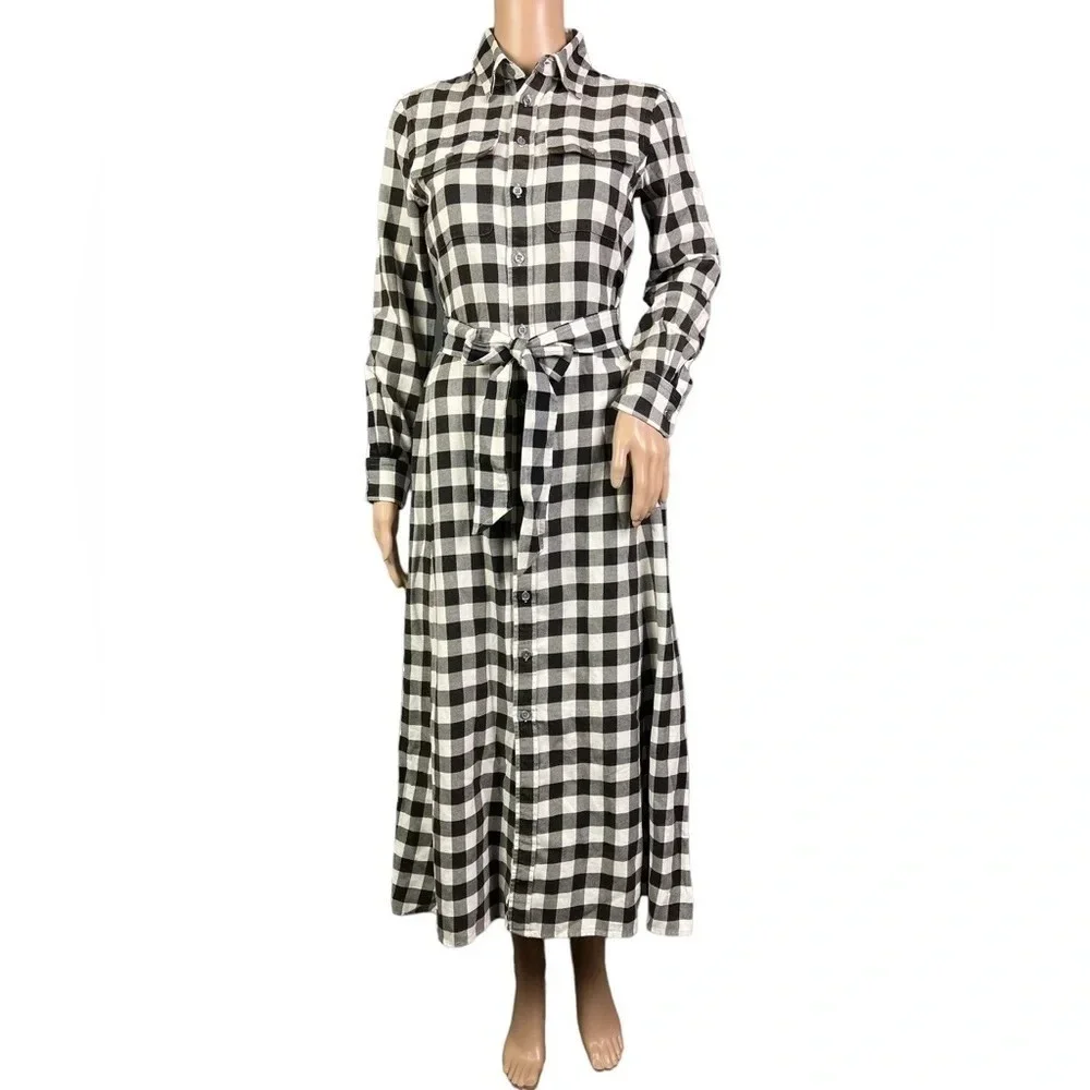 NWT Polo Ralph Lauren Shirtdress Womens Size 0 Check Buffalo Belted Twill - Picture 2 of 12